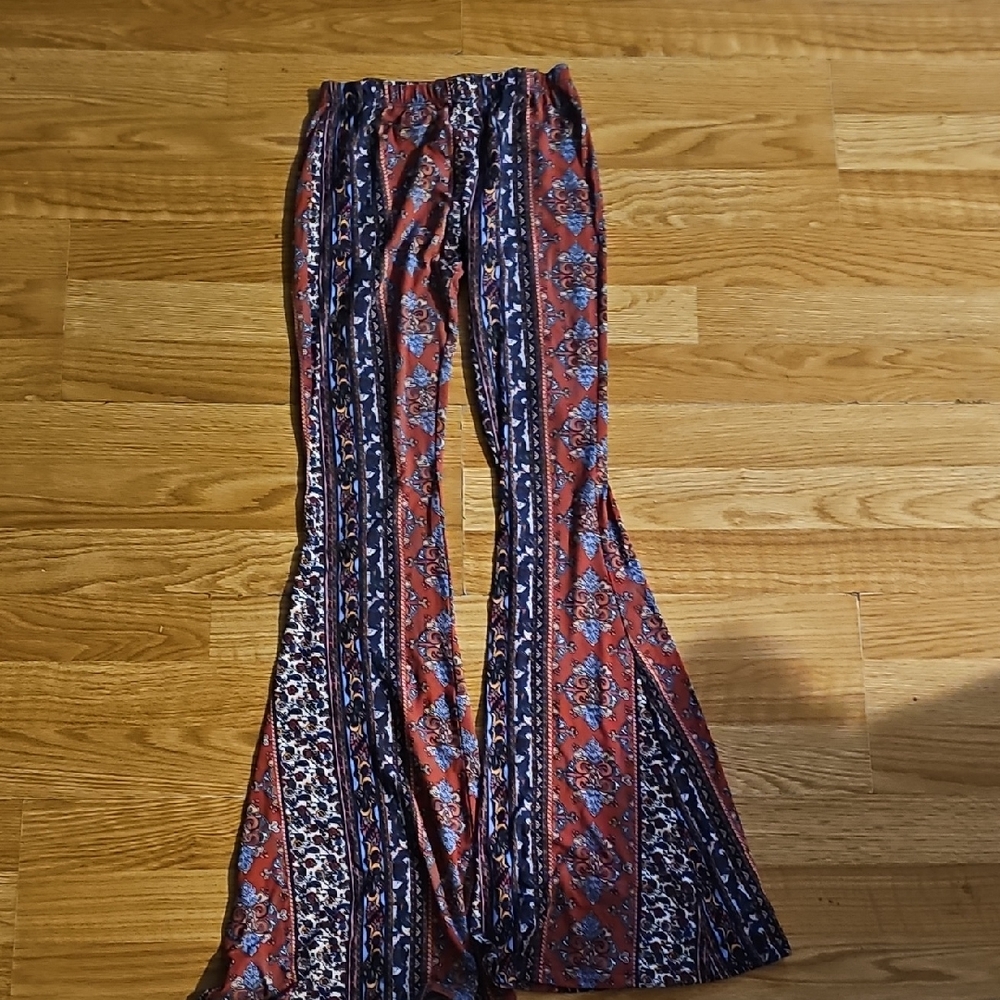 Tres Bien Red and Blue Patterned Kids Leggings